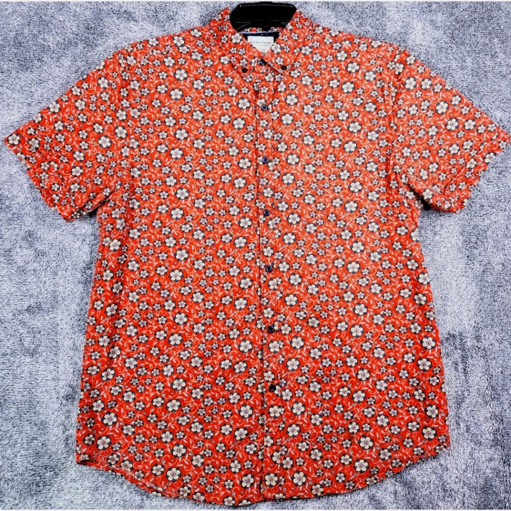 Denim & Flower Floral print button down casual shirt